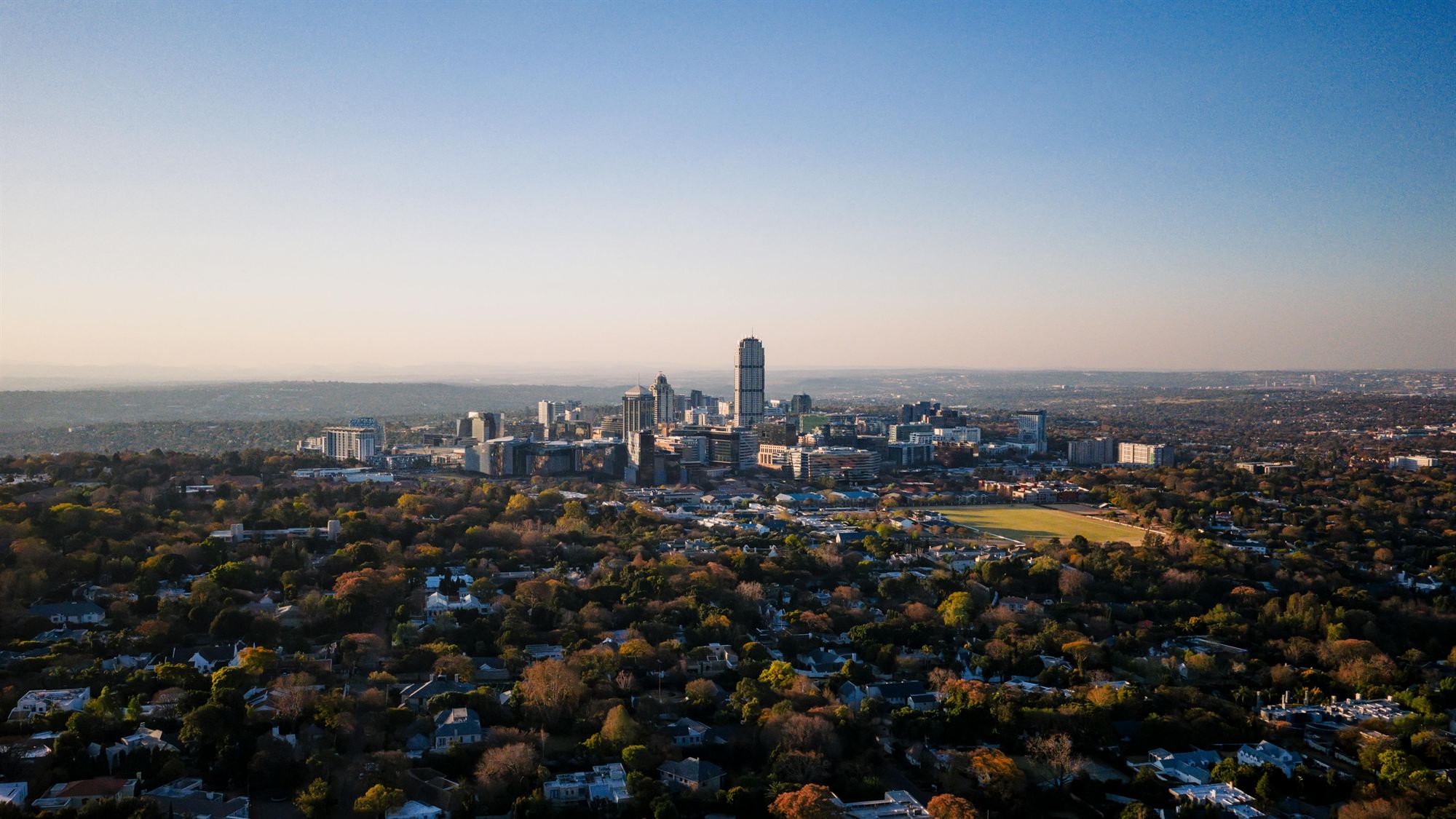 Sandton financial district skyline at dawn